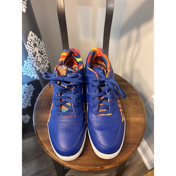 Reebok Workout Plus Mens Shoes Sz 12 Bright Blue Multi Color CN 7475 Retro Vibe - Picture 1 of 6